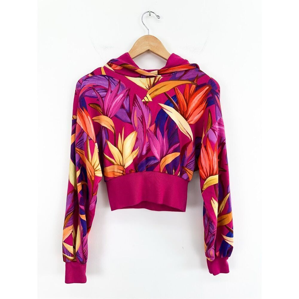 Adidas Farm Rio Women’s Birds of Paradise Bright Magenta Bold Pink Multi Cropped - Picture 2 of 10